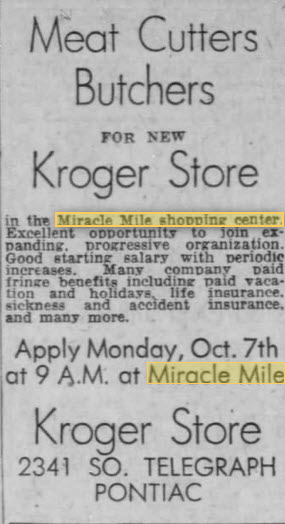 Miracle Mile Shopping Center - 1957 Ad Opening Year
